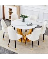 Snow Mountain White Round Dining Set