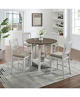 Foldable Dining Set: Table, 4 Chairs, Storage, Solid Wood