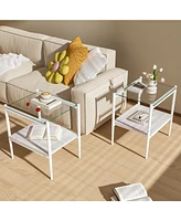 Coffee Table and End tables Set of 3, Tempered Glass Table with Mdf layer, Modern Tables for Living Room, Transparent Glass