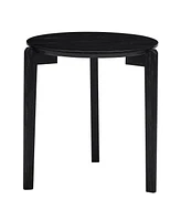 Living Room Coffee Table: Modern and stylish 24 inch round small coffee table, imitation marble tabletop with rubber wood solid wood legs, wooden coff