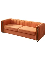 Contemporary Soft Velvet Sofa Couch 84.25"W for Living Room, Orange