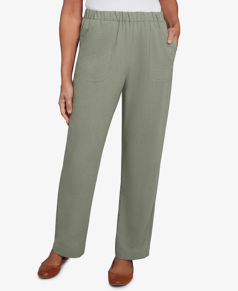 Alfred Dunner Women's Copper Canyon Patch Pocket Short Length Elastic Waistband Pants