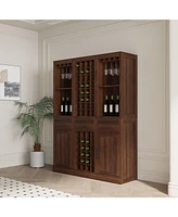brown walnut color modular 32 wine bar cabinet Buffet Cabinet