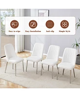 Pandora Patterned Sintered Stone Dining Table Set with 4 White Chairs