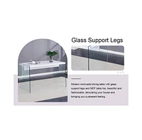 Elegant White Mdf Coffee Table and 4 Pu Chairs