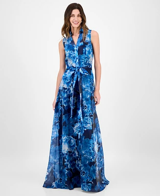 julia jordan Women's Sleeveless Maxi Shirtdress