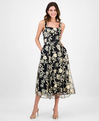 julia jordan Women's Sleeveless Square-Neck Dress
