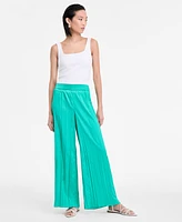 I.n.c. International Concepts Women's Crinkle-Satin Pull-On Wide-Leg Pants, Exclusively at Macy's