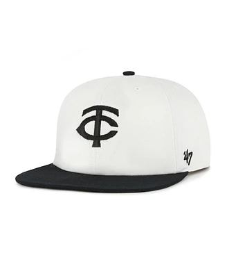 '47 Brand Men's White/Black Minnesota Twins Foundation Captain Snapback Hat