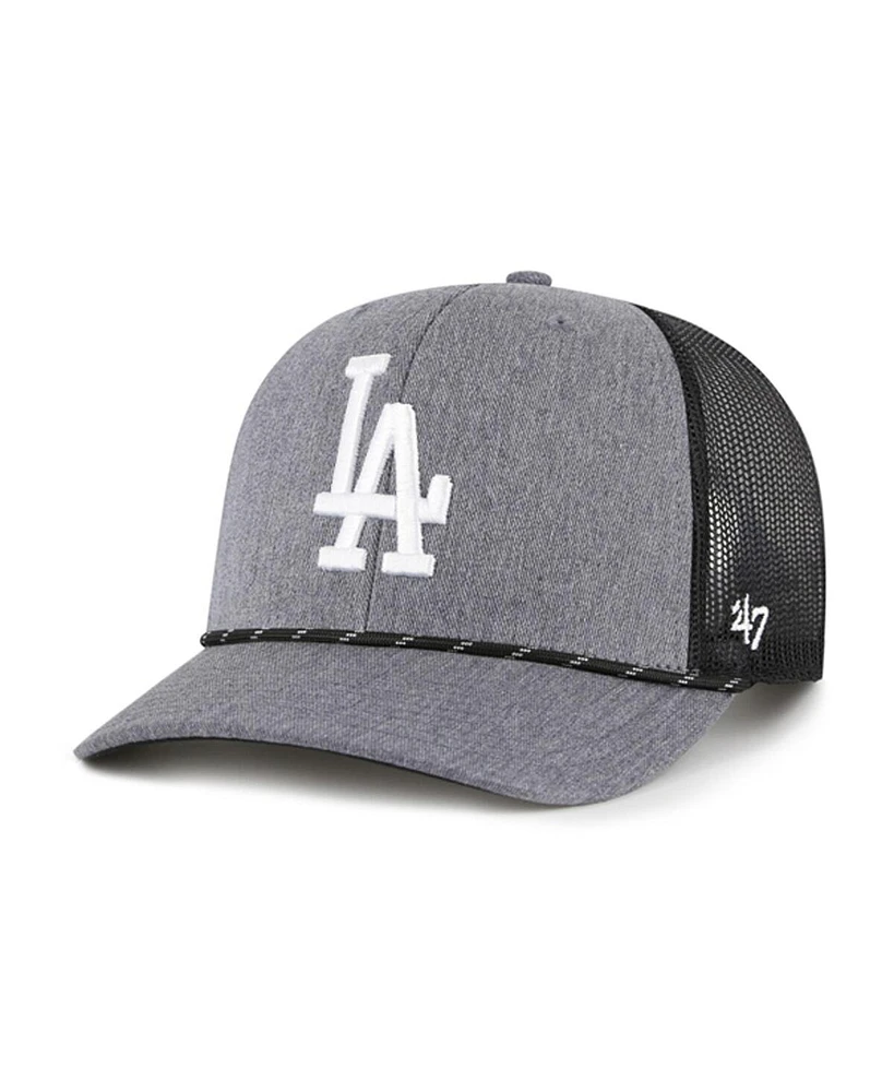 '47 Brand Men's Charcoal Los Angeles Dodgers Carbon Rope Trucker Adjustable Hat