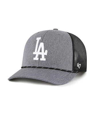 '47 Brand Men's Charcoal Los Angeles Dodgers Carbon Rope Trucker Adjustable Hat