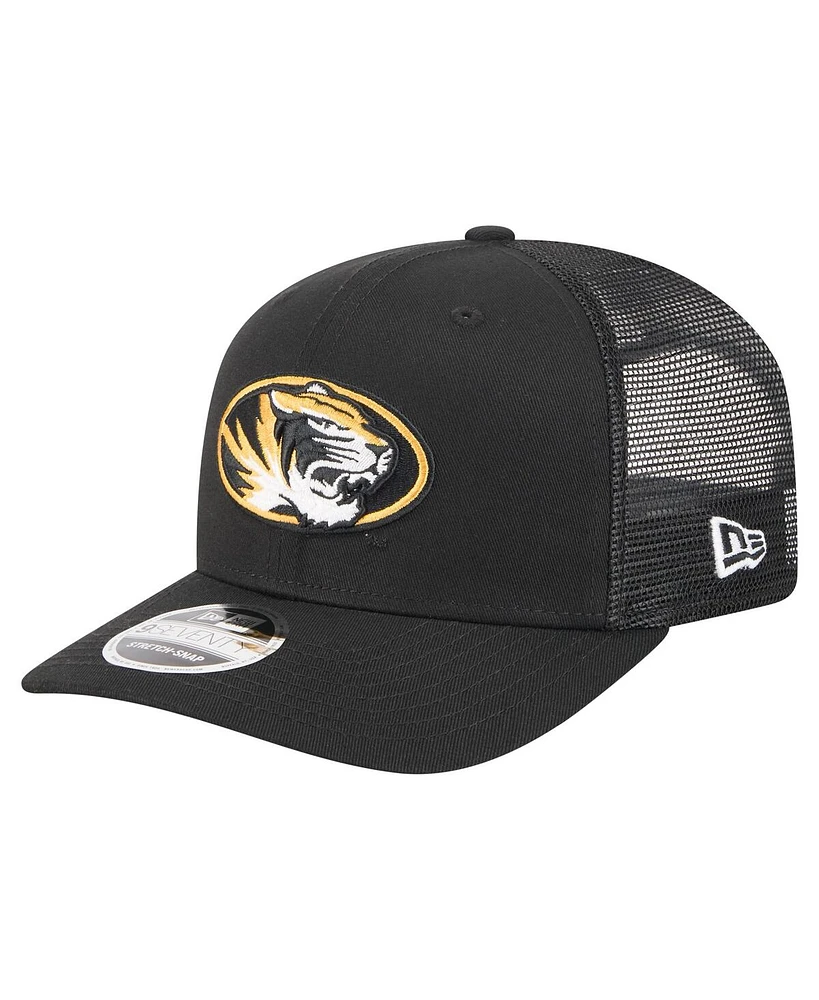 New Era Men's Black Missouri Tigers Primary 9SEVENTY Trucker Stretch-Snap Hat
