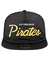 New Era Men's Black Pittsburgh Pirates Retro Satin Script Golfer Adjustable Hat