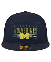 New Era Men's Navy Michigan Wolverines Split Panel 9FIFTY Snapback Trucker Hat