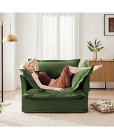 Armchair with Ottoman, Deep Seat Chenille Set