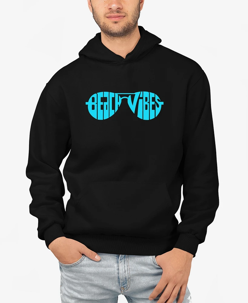 La Pop Art Men's Beach Vibes Word Hooded Sweatshirt