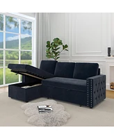 Spacious 2-Pack Sofa Bed with Storage Chaise and Comfortable Cushions