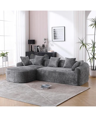 Boucle Sofa 3 Seater for Living Room Oversized Comfy Sofa L-Shape Sofa Couch with Chaise Home Furniture Sleeper Sectional Sofa for Apartment, Office L