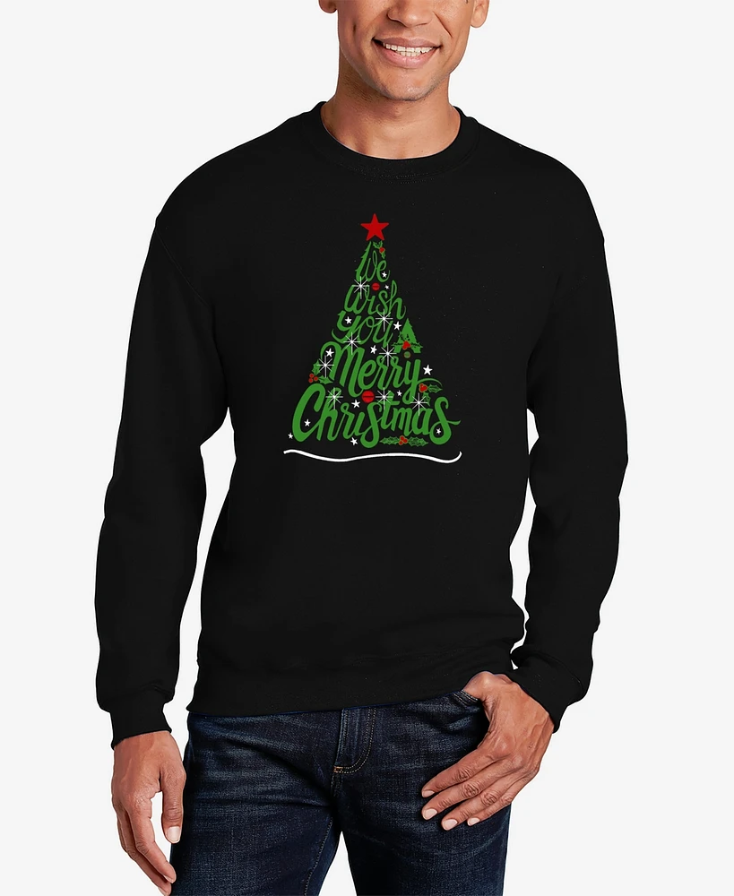 La Pop Art Men's We Wish You A Merry Christmas Word Crewneck Sweatshirt