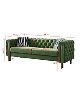 Chesterfield Modern Tufted Velvet Living Room Sofa, 84.25"W Couch, Mint Green