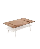 Coffee Table and End tables Set of 3, Tempered Glass Table with Mdf layer, Modern Tables for Living Room