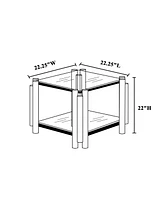 Modern 3-Piece Coffee Table Set: Stainless Steel, Clear Glass, Gold