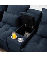 130" U-Sofa with Console, Cup Holders, Sleeper Couch Set for 6