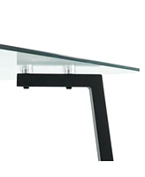 Modern Glass Dining Table with Six Chairs (Set of 7)