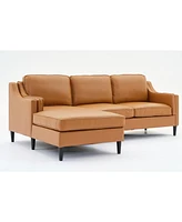 94.5 inch modern style L-shaped genuine leather sofa with chaise lounge, Left Chaise, Tan