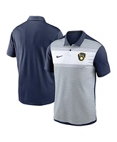 Nike Men's White/Navy Milwaukee Brewers Vapor Striped Performance Polo Shirt