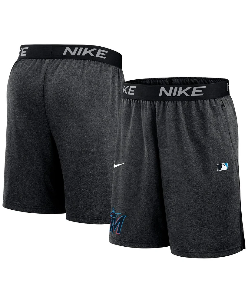 Nike Men's Black Miami Marlins Authentic Collection Performance Knit Shorts