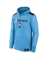 Nike Men's Light Blue Milwaukee Brewers Authentic Collection City Connect Therma Pullover Hoodie