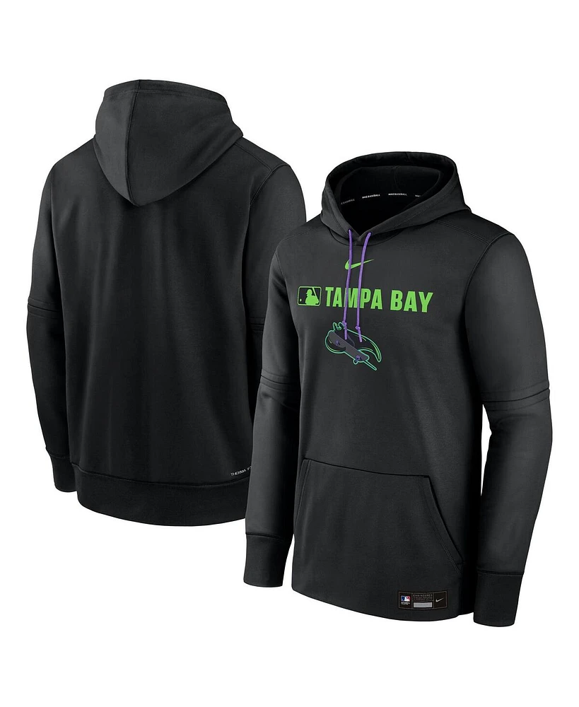 Nike Men's Black Tampa Bay Rays Authentic Collection City Connect Therma Pullover Hoodie