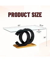 Modern Glass Dining Table - Black/Gold Base, Seats 6-8