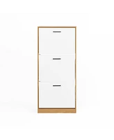 Shoe Storage Cabinet with 3 White Panel Flip Drawers, Freestanding Organizer for Entryway, Narrow Shoe Rack Cabinet