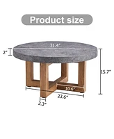 Modern Gray Textured Mdf Coffee Table, 31.4" Round