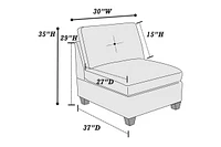 6 Piece Ash Grey Chenille Fabric Modular Sectional with 2 Ottomans