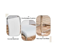 Snow Mountain White Sintered Stone Dining Set - 4 Pu Chairs