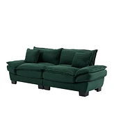 Corduroy Loveseat Sleeper Sofa with Pillows - Green