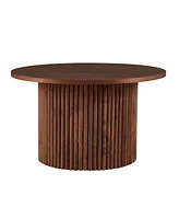 Walnut Veneer Coffee Tables (Set of 2), Farmhouse Mdf Tabletops with Metal Base