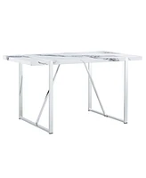 5-Piece Modern Dining Set: Table & 4 Pu Leather Chairs