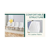Pandora Marble Round Dining Table with Pu Chairs, 42 Inch