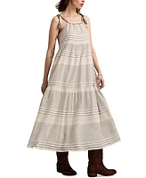 Lucky Brand Women's Striped Cotton Tiered Maxi Dress