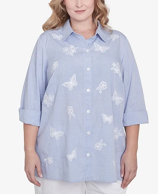 Alfred Dunner Plus Striped Butterfly Top