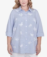 Alfred Dunner Plus Striped Butterfly Top