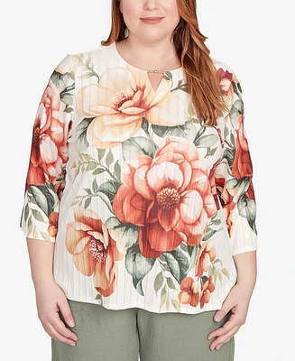 Alfred Dunner Plus Beaded Floral Top