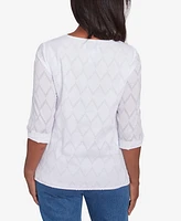 Alfred Dunner Plus Textured Split Neck Top