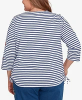 Alfred Dunner Plus Floral Stripe Top