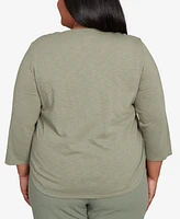 Alfred Dunner Plus Sequin Floral Top