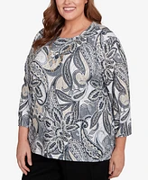 Alfred Dunner Plus Reversible Paisley Top